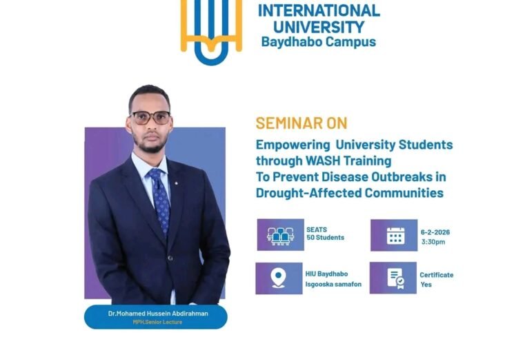 Jaamacada Horseed ee Magaalada Baydhabo oo qabanaysa Siminaar ku saabsan kor u qaadida  wacyiga, aqoonta, iyo kaalinta ay ardaydu ku leeyihiin ka hortagga cudurrada ka dhasha abaarta.